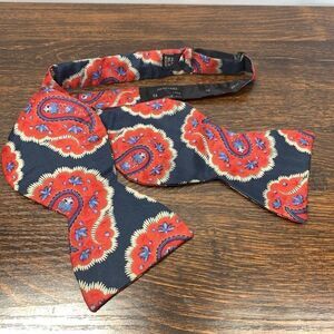 Men's Vintage Floral Paisley Design Bow Tie Red/Blue Adjustable